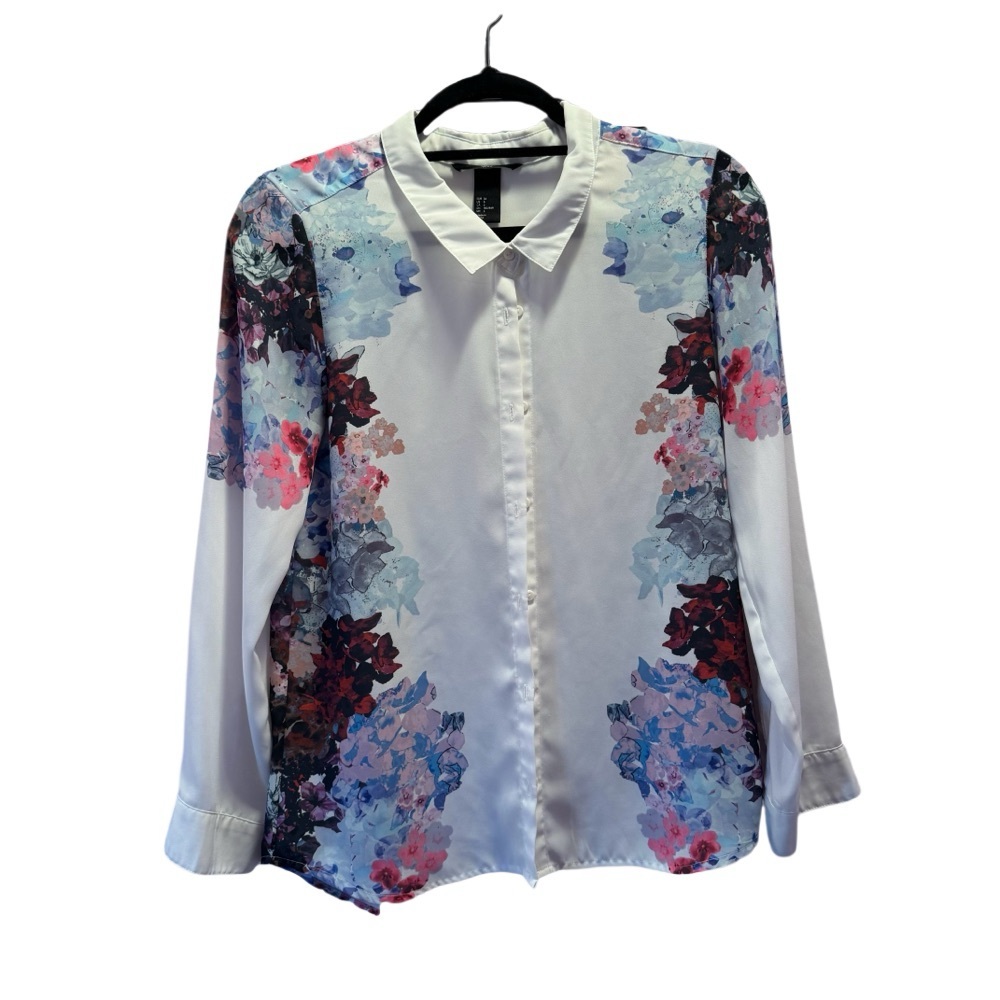 Vintage HM Gem Tone White Button Up Blouse